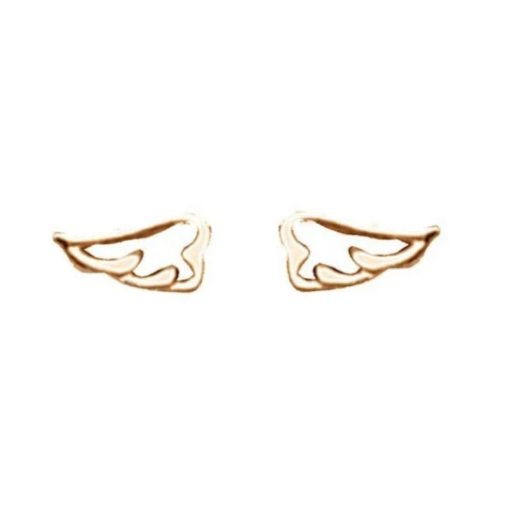 14k OR 925 Sterling Silver Teeny Tiny Gaurdian Angel Wings Micro Stud Ea… - Picture 2 of 11